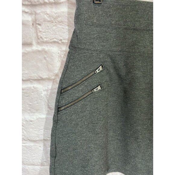 Athleta Skirt 6 Charcoal Gray Ponte Knit Moto Stretch Zipper Pockets A-Line 9783 - Picture 3 of 9